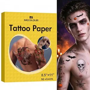 Printable Temporary Tattoo Paper for Inkjet Printer - 8.5"X11" (50 Sets)