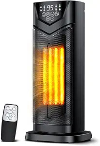 Space Heater, 1500W Electric PTC Ceramic Heater for Indoor Use with Thermostat & 4 Fan Mode, 12H Timer, Remote, 2026 Upgraded Fast & Safety Portable Heat for Bedroom, Living Room
