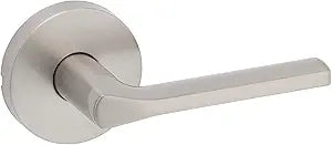 Kwikset Lisbon Interior Passage Door Handle, Round Lever for Closet and Hallway Doors, Reversible Non-Locking Handle Lever, Satin Nickel, with Microban Protection