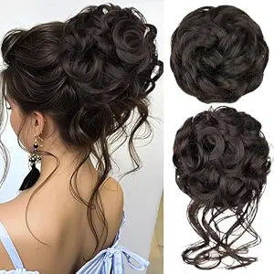 RONTAYA 2PCS Messy Bun Hair Pieces for Women Wavy Curly Updo Chignon Hair