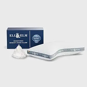 Eli & Elm Best Ergonomic Side Sleeper Pillow for Neck Pain. Supportive Cooling Memory Foam Fill. U-Shape Contoured Design. King & Queen Size U.S. Standard (King (U.S. Standard), Pillow Only)