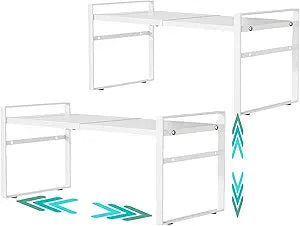 Expandable Cabinet Shelf Organizer Riser for Kitchen Pantry Cupboard Under Sink Countertop,Kitchen Cabinet Shelf 8.3D * 12.2-23.6W * 10.4H
