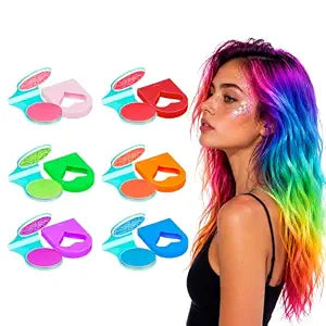 6 Colors Temporary Hair Chalk, Washable Hair Dye for Kids, Non-Sticky UV Light Neon Hair Color, Makeup for Birthday Parties, Halloween & Christmas Festival Gifts, Ideal for Girls Ages 6-10