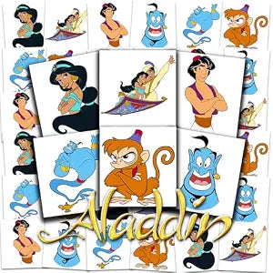 Aladdin Tattoos for Kids Party Favors Bundle - 72 Pc Individual Tattoos