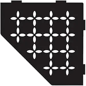 Schluter Pentagonal Corner Shelf for Tiled Walls - Floral Design, Aluminum Material, Matte Black Finish, 3/32" Thick Anchoring Tabs - SES2D5MGS