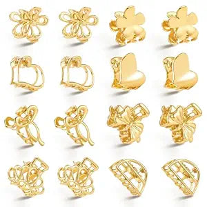 16 PCS Gold Mini Hair Clips for Women Small Metal Claw Clips No-slip