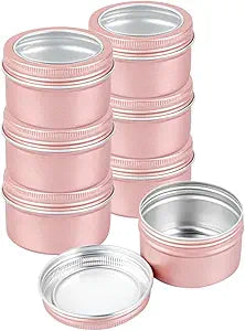 Restaurantware-Chef 101 4 Ounce Tin Storage Boxes, 100 Round Tin Boxes With Lids - Durable, Clear Window Lids, Rose Gold Aluminum Storage Containers, Customizable, Fits Mints, Pills, Or Herbs