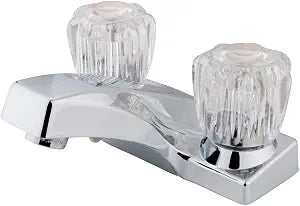 Kingston Brass KB101LP Columbia Twin Acrylic Handle 4-Inch Centerset Faucet without Pop-Up, 3-3/8-Inch, Polished Chrome