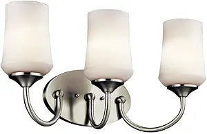 Kichler Aubrey 21" 3 Light Vanity Light with Satin Etched Cased Opal Glass in Brushed Nickel
