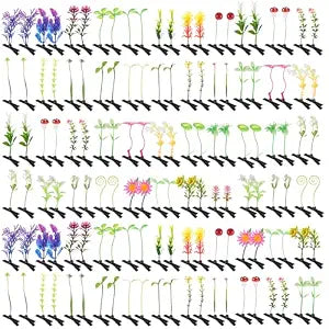 Tigeen 100 Pcs Rave Bean Sprout Hair Clips Mixed Plant,Mixed Style