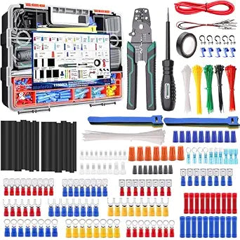 1180pcs Wire Connectors Terminals Kit with Wire Cutter Crimp Plier and Voltage Tester Screwdriver Heat Shrink Tubing Electrical Cable Connectors Assorted Fork Spade Butt Ring Male/Female