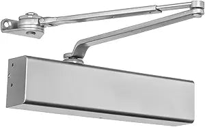 Dynasty Hardware Door Closer, Grade 1 Heavy Duty Commercial Hydraulic Closer & Hold Open Arm, Self-Closing, Adjustable Spring Size 1-6, ADA Compliant, Surface Mount, Sprayed Aluminum, Series 8500