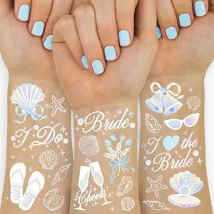 xo, Fetti 54pc Seashells Wedding Bells Temporary Tattoos | Beach Bach Gift