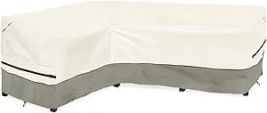 okcool Outdoor Sectional Cover,L-Shaped Patio Furniture Covers for 4-Seater Outdoor Sectional Furniture Couch 58W (Left Side) x 85W (Back Length),White&Grayish Green