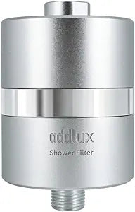 NSF/ANSI 177 Tested Titanium Shower Water Filter for Hard Water - No Plastic Core High Pressure Filtered Shower Head  Metal Home Water Filter for Healthier Skin & Hair (Chrome + Standard Set)