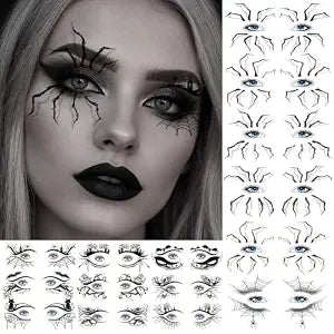 16 Sheets Gothic Halloween Makeup Witch Face Eye Shadow Temporary Tattoos