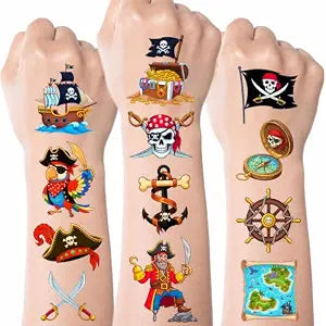 96 PCS Cute Pirate Pre-Cut Temporary Tattoos for Kids
