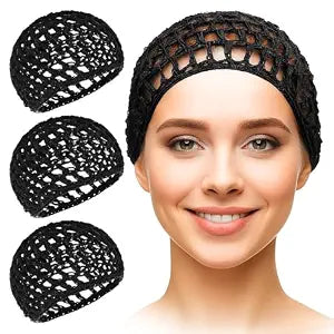 KETAR 4 Pcs Hair Nets for Sleeping, 5.5 x 6 Soft Viscose (Black)