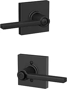 Schlage F40 LAT 622 COL Latitude Lever with Collins Trim Bed & Bath Privacy Door Lock, Matte Black