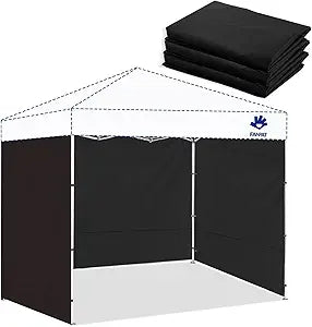 Fanpat Instant Canopy Walls for 12x12 ft Pop Up Canopy Frame, 99% UV Protection, Waterproof for Outdoor Events, Black(3 Pieces Canopy Sidewalls Only)
