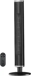 COWSAR Tower Fan with Remote, 6 Speeds, 4 Modes, 24H Timer, 60 Oscillation for Bedroom, Office, Kitchen, 41-Inch Bladeless Tower Fan,Black