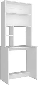 Tuhome Compu Hutch Desk with Four Shelves, One Lower Shelf, Writing Desk, Space-Saving Solution for Home Office or Study