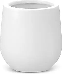 Sereno Fiberstone Tapered Planter (7.7" Pot Opening x 11.0" D x 11.8" H) Smooth Finishes, Modern Planter for Indoor Outdoor Use, Lightweight, Crack-Resistant, Minimal Home Decor (S, White)