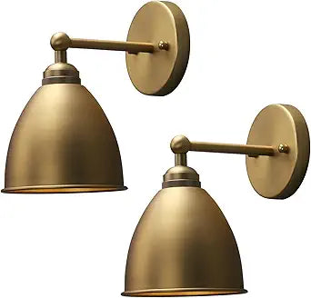 Phansthy Industrial Hardwire Wall Sconce Vintage Farmhouse Wall Light Fixture, Right-Angled Wall Lights with Rustic Metal Lampshade for Bedroom, Living Room, Reading, Kitchen (Antique, 2 Pack)