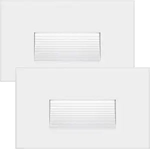 Maxxima 2 Pack Horizontal LED Step Light - Modern Indoor/Outdoor Stair Light, 3 CCT Color Selectable 3000K, 4000K, 5000K, 75 Lumens, IP65 Rated for Outdoor and Damp Locations - White