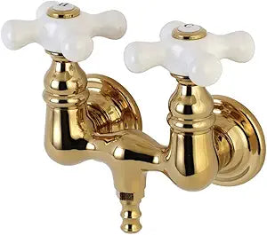 Kingston Brass AE39T2 Aqua Vintage 3-3/8 Inch Wall Mount Tub Faucet, Polished Brass