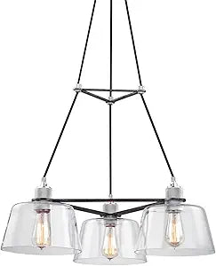 Troy-Standard F6153 Audiophile - 3 Light Chandelier 17.5 inches Tall and 27 inches Wide - Old Silver and Polished ALUMIN