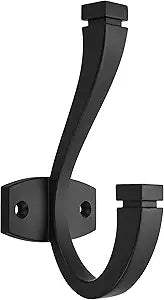 SAILING Coat Hooks - 5 Pack Matte Black Towel Hooks Robe Hooks Decorative Wall Hooks for Bathroom Bedroom Kitchen Towel Robe Clothes Cabinet Closet Bathroom Hardware