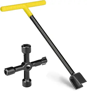 17" Main Water Meter Shut-Off Tool with 4-Way Utility Key
