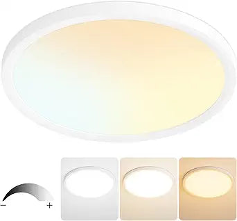 20 Inch Flush Mount Ceiling Light, 40W Dimmable LED Fixture 4000LM, 3000K/4500K/6000K Adjustable, Round Ceiling Lamp for Bedroom, Kitchen, Living Room, Dining Room, Bathroom, White
