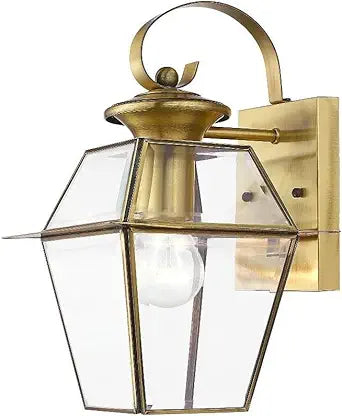 Livex Lighting 2181-01 Westover 1-Light Outdoor Wall Lantern, Antique Brass