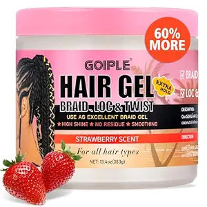 13.4oz Braiding Gel for Twist, Locs, Braids, No Flake Extra Hold High Shine Braid Gel & Edge Control, Loc Gel Long Lasting for Locks, Cornrows Smooths & Tames Frizz Braiding Wax for All Hair Types