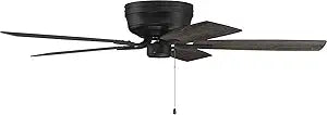 Craftmade 52" Pro Plus Hugger PPH52FB5 Hugger/Flushmount, Low Profile Indoor 3 Speed, Reversible Ceiling Fan in Flat Black Finish, Reversible Flat Black/Greywood Blades Included