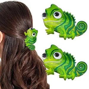 2 PACK Green Lizard Hair Claw Clips, Cute Dinosaur Acetate Hair Barrette Accessories for Women Girls