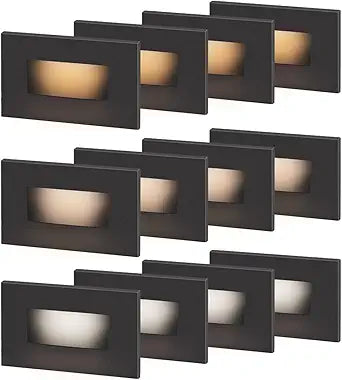 kadision 3 Color Low Voltage 12V-24V LED Step Lights Indoor and Outdoor, 3.5W 175lm Stair Light, Aluminum Oil Rubbed Bronze, 12 Pack