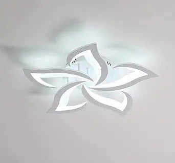 5-Petal Flower LED Ceiling Light Fixture, 23.6 inch 6500K Cool White Modern LED Flush Mount Ceiling Lights, White Acrylic Ceiling Lamp for Living Room Bedroom Dinning Room Kitchen
