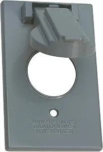Sigma 14224 Weatherproof 1-Gang Single 15/20 Amp Receptacle Cover, Gray