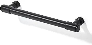 TUNNY 10 Pack Modern Round Cabinet Handle-5"/128mm Screw Spacing Matte Black Furniture Hardware Handles for Kitchen Cabinets Bedroom Cabinet Pull