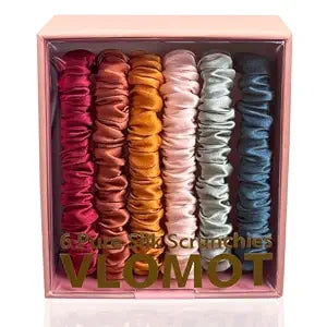 VLOMOT 6 Pcs Set 100% Pure Mulberry Silk Hair Scrunchies (Vintage)