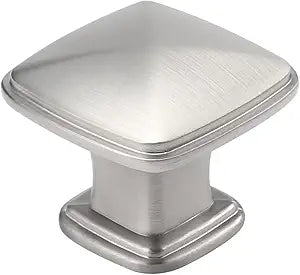 homdiy 30 Pack Cabinet Knobs Brushed Nickel Drawer Knobs Silver Square Kitchen Hardware for Dresser Bathroom Satin Nickel Door Handles for Kitchen Cupboard,Zinc Alloy