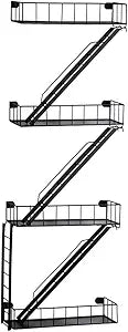 Fire Escape Wall Shelf - 4-Tier Trinket & Action Figure Display with Screwdriver & Screws, Unique Rustic Floating Action Figure Display for Bathroom & Living Room & Home Decor (4 Tier, 1)