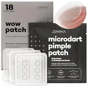 OMMA Microdart Cystic Acne Patches, Pimple Patches for Face, 18 Ct
