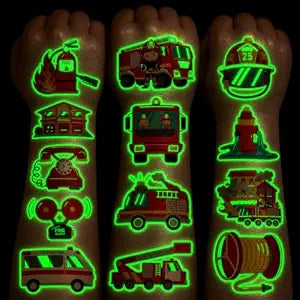 96 PCS Firefighter Pre-Cut Luminous Glow in the dark Temporary Tattoos