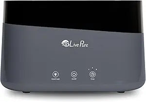LivePure LP300HUM Aqua Flame Cool Mist Humidifier Γ Small Ultrasonic Plant Humidifier Indoor with Essential Oil Diffuser Γ Dorm Essentials, Apartment, Desks & Home Office Graphite - 0.20 Gal/ .75L