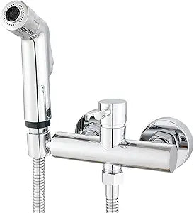 Bathroom Toilet Bidet Sprayer Set with Hot and Cold Mixing Valve Strong Water Chrome