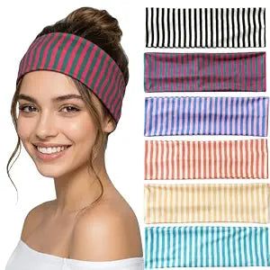 Waliah 6Pcs Striped Headband Wide Headbands for Women Non Slip